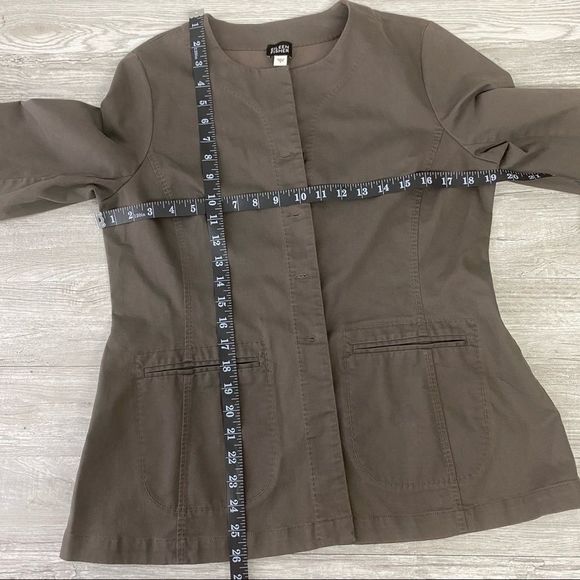Eileen Fisher Khaki Round Collar Utility Jacket - Picture 9 of 9